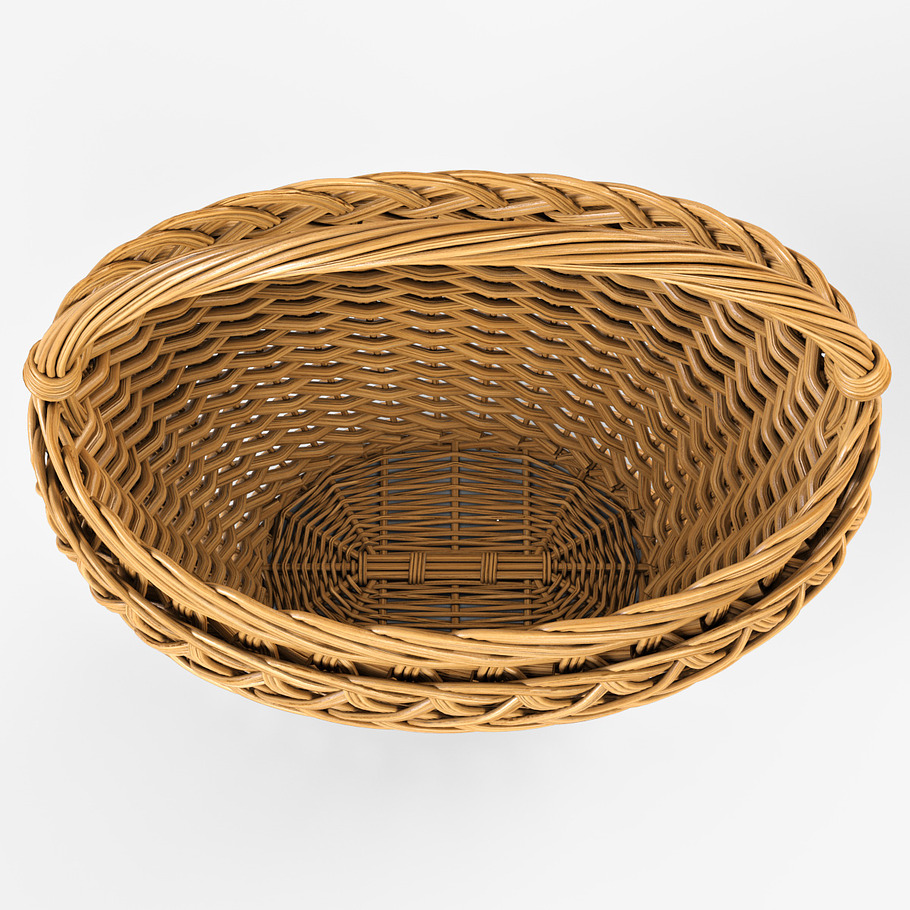 Wicker Basket 01 with Apples in Food - product preview 6