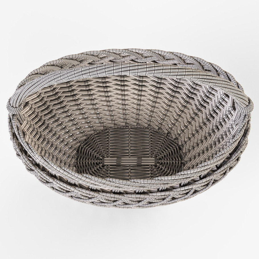 Wicker Basket 01 with Apples in Food - product preview 24