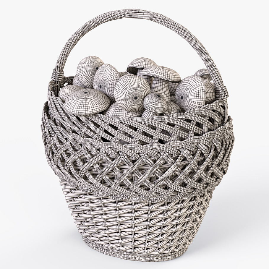Wicker Basket 01 with Mushrooms in Food - product preview 10
