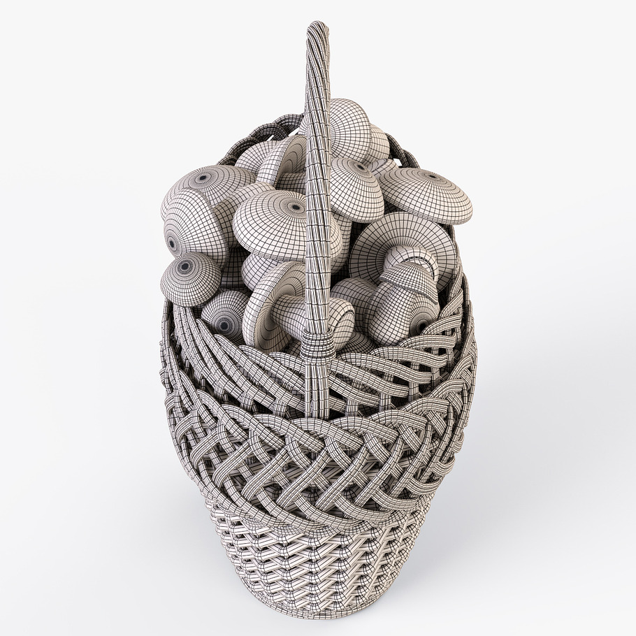 Wicker Basket 01 with Mushrooms in Food - product preview 12