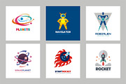 Planet, Rocket, Astronaut logo set