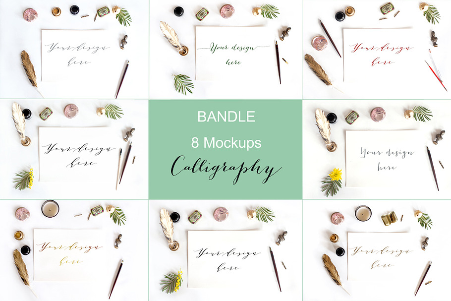 Bundle 8 mockups. Calligraphy. in Print Mockups - product preview 8