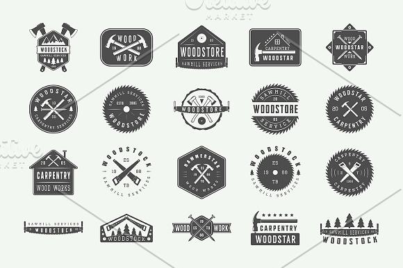 Set of vintage carpentry logos  in Logo Templates - product preview 1
