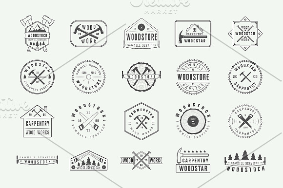 Set of vintage carpentry logos  in Logo Templates - product preview 2