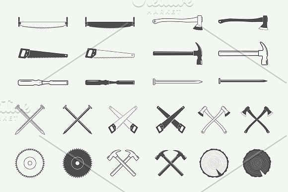 Set of vintage carpentry logos  in Logo Templates - product preview 3
