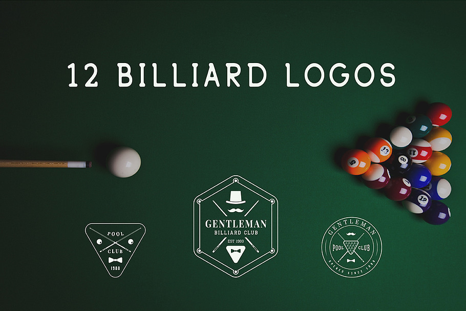 Set of vintage billiard logos in Logo Templates - product preview 8
