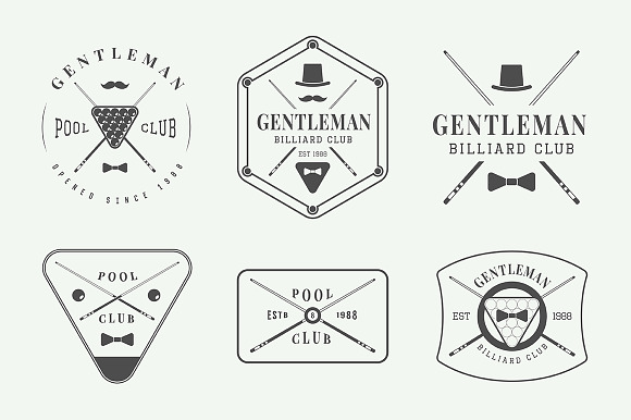 Set of vintage billiard logos in Logo Templates - product preview 2