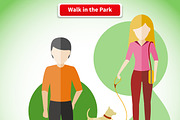 Walk in the Park with Dog Concept