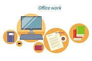 Office Work Concept Flat Design Icon
