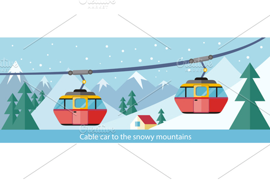 Cable Car to Snowy Mountains in Illustrations - product preview 8