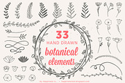 33 Hand Drawn Botanical Elements