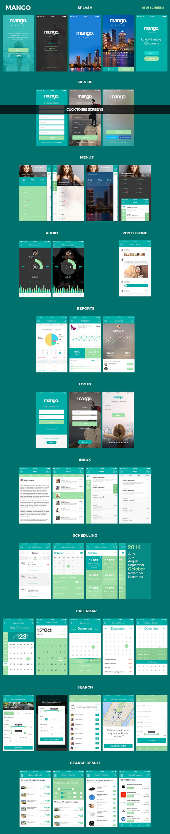 Mango UI Kit (Retina Ready) in UI Kits and Libraries - product preview 4