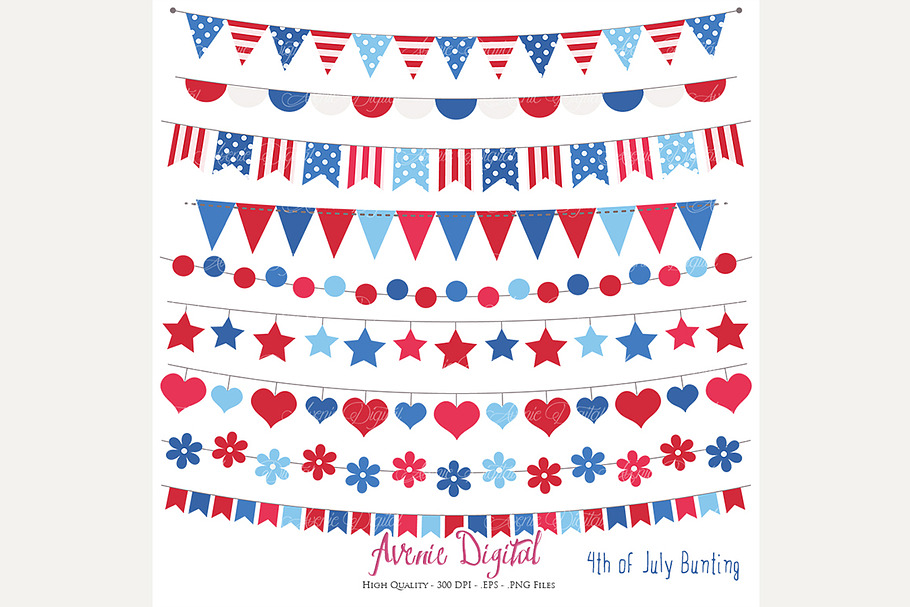 Patriotic Bunting Banner Clipart in Illustrations - product preview 8