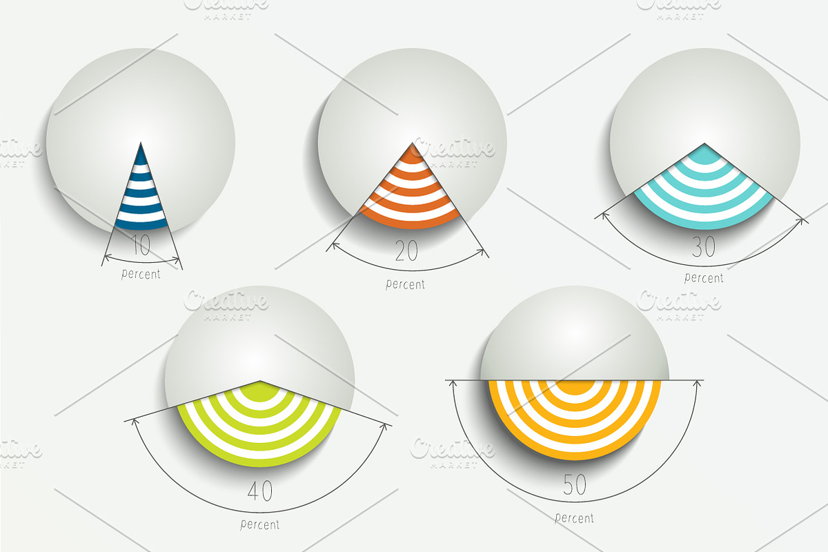 Round, circle 3D charts. in Objects - product preview 8