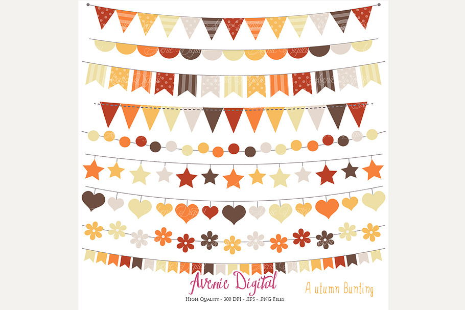 Fall Bunting Banner Clipart + Vector