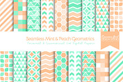 Seamless Mint & Peach Geometrics