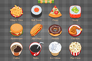 Fast Food Isometric Icons