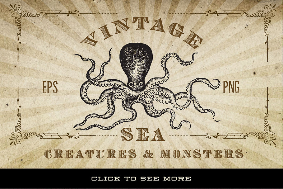 Antique Sea Creatures & Monsters in Objects - product preview 8