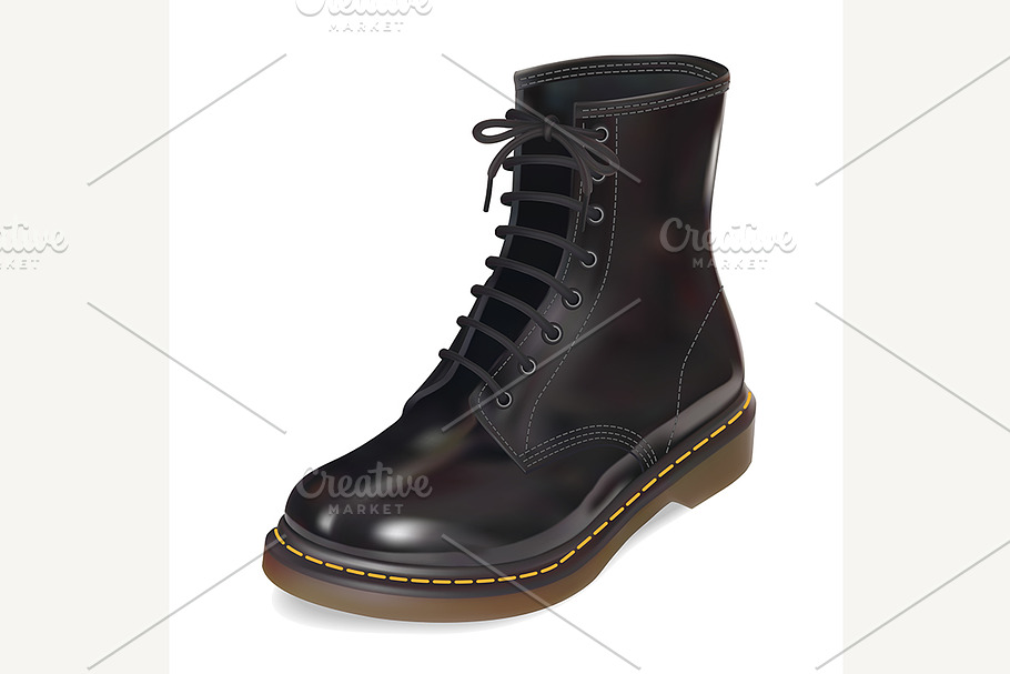 black leather boot. in Objects - product preview 8