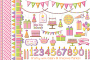 Sweet Girl Birthday Clipart Set