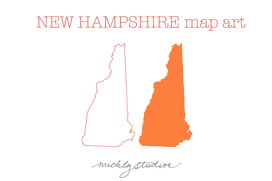 New Hampshire VECTOR & PNG map art in Illustrations - product preview 8