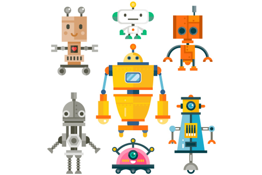 Funny Isolated Robot Set.  in Illustrations - product preview 8