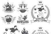 Set of vintage bowling logos templat