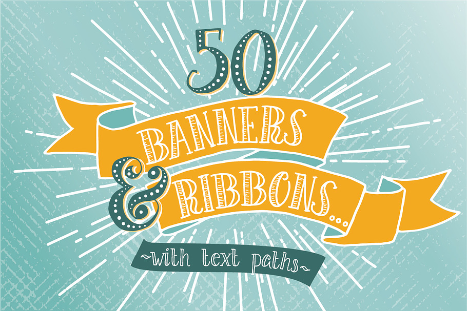 Hand Drawn Banners & Ribbons Bundle in Objects - product preview 8