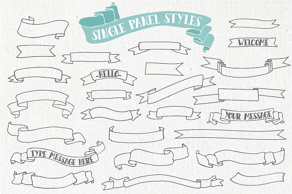 Hand Drawn Banners & Ribbons Bundle in Objects - product preview 1