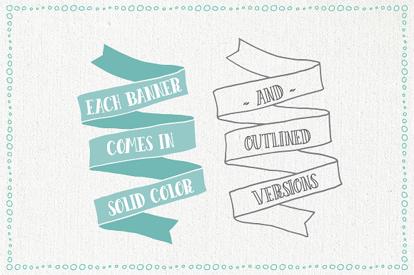 Hand Drawn Banners & Ribbons Bundle in Objects - product preview 3