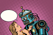 Robot woman love computer technology