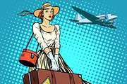 girl travel suitcase airport