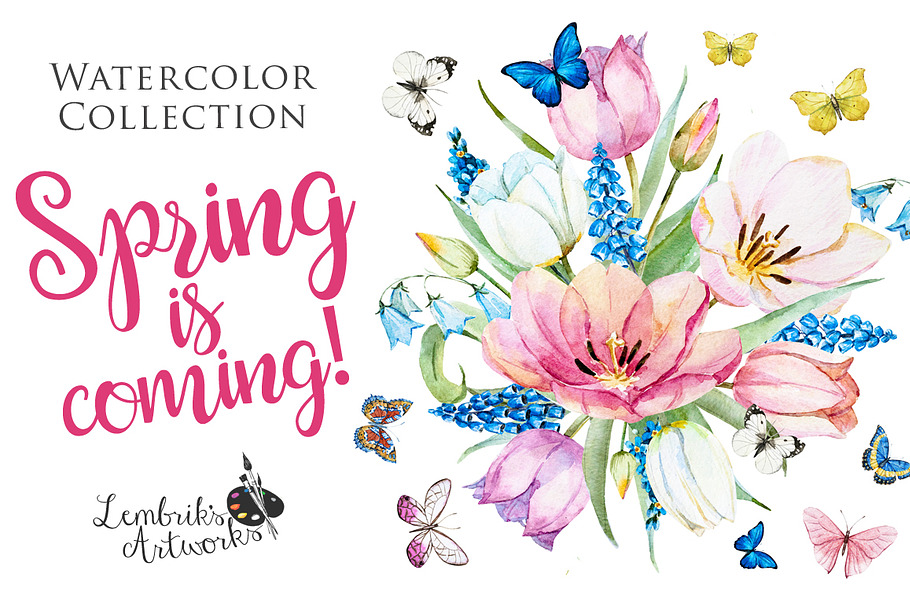 Spring is coming! Gentle watercolors in Objects - product preview 8