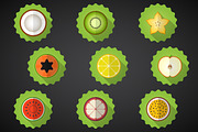 9 Fruit Icon Vector Set