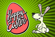 happy easter lettering bunny rays