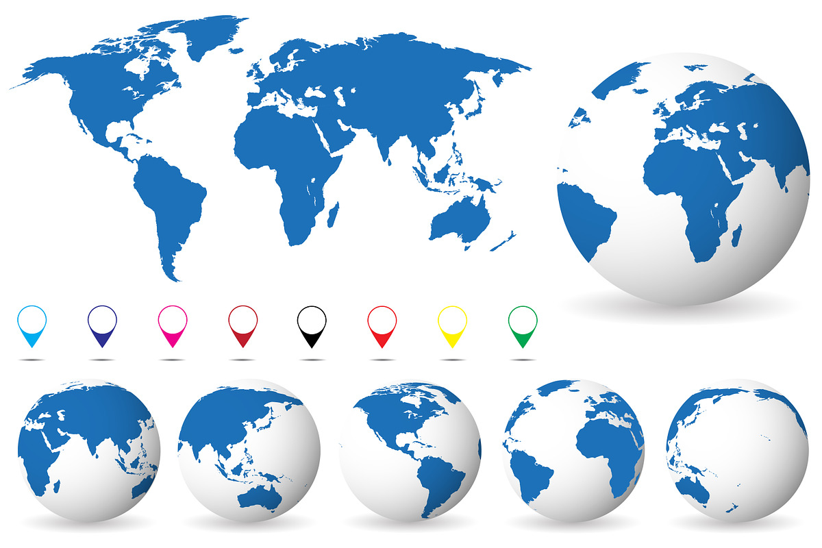 Set of globes in Illustrations - product preview 8