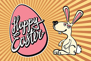 rays Bunny, lettering Happy easter