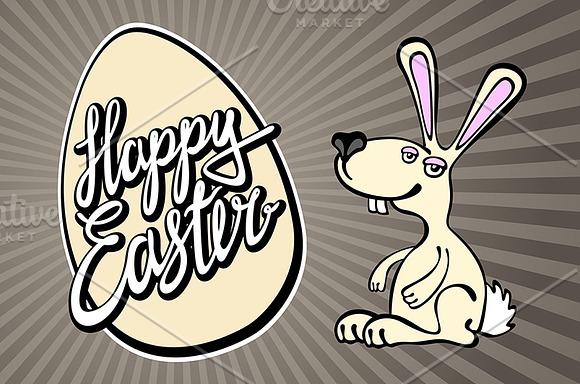 rays Bunny, lettering Happy easter in Graphics - product preview 2