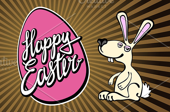 rays Bunny, lettering Happy easter in Graphics - product preview 3