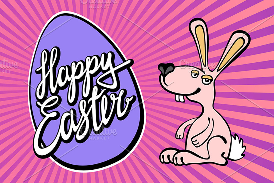 Happy Easter greeting card in Graphics - product preview 8