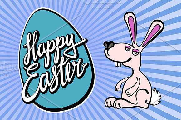 Happy Easter greeting card in Graphics - product preview 3