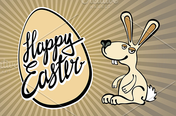Hand lettering "Happy Easter vintage in Graphics - product preview 3