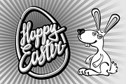 happy easter card. Rabbit vintage