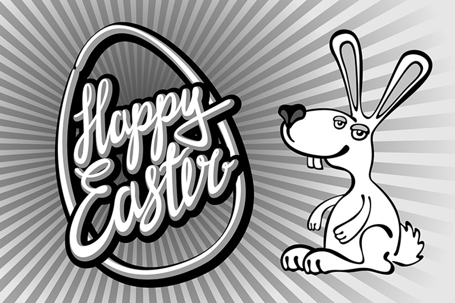 happy easter card. Rabbit vintage in Graphics - product preview 8