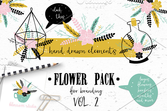 60%OFF• Flowers Bundle 480+ elements in Illustrations - product preview 1