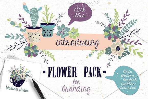 60%OFF• Flowers Bundle 480+ elements in Illustrations - product preview 2