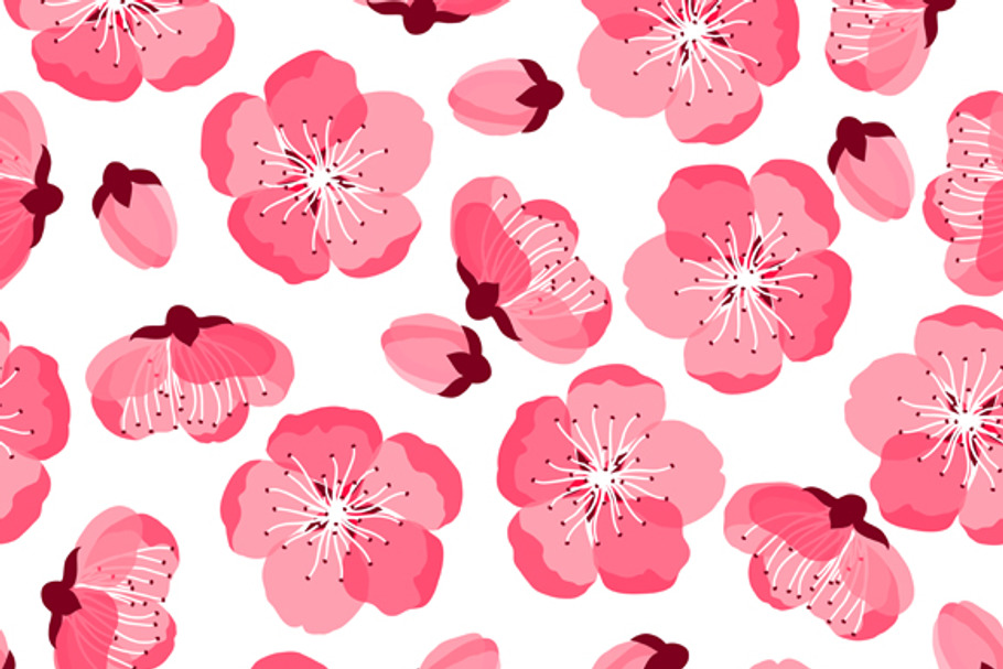 Japanese sakura seamless patterns. in Patterns - product preview 8