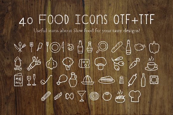 Cuciniere Font + 40 Icons (Handmade) in Icon Fonts - product preview 6