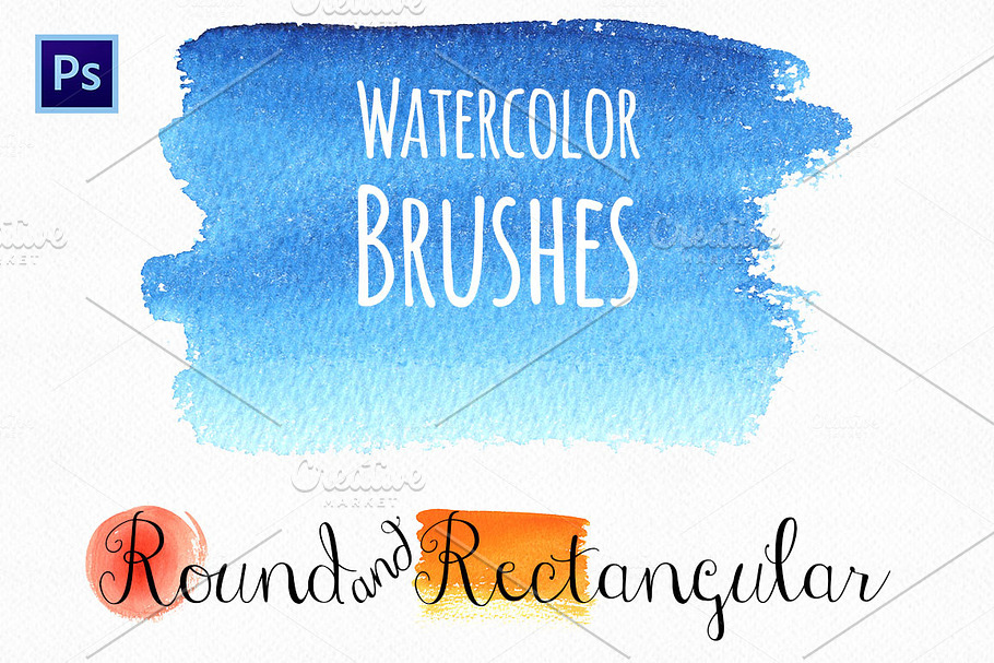 Watercolor Round&Rectangular Brushes in Photoshop Brushes - product preview 8