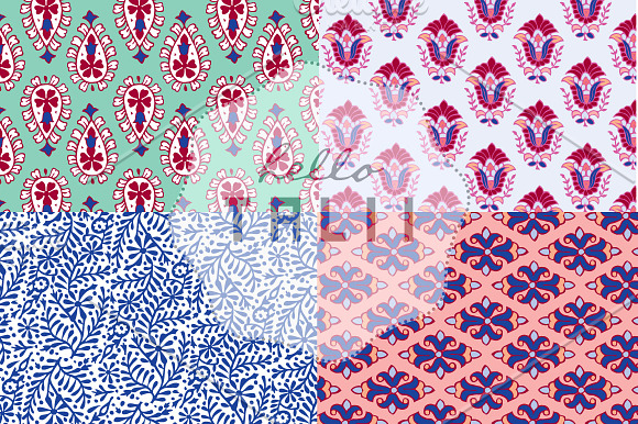 Blue Arabesques Digital Paper in Patterns - product preview 2
